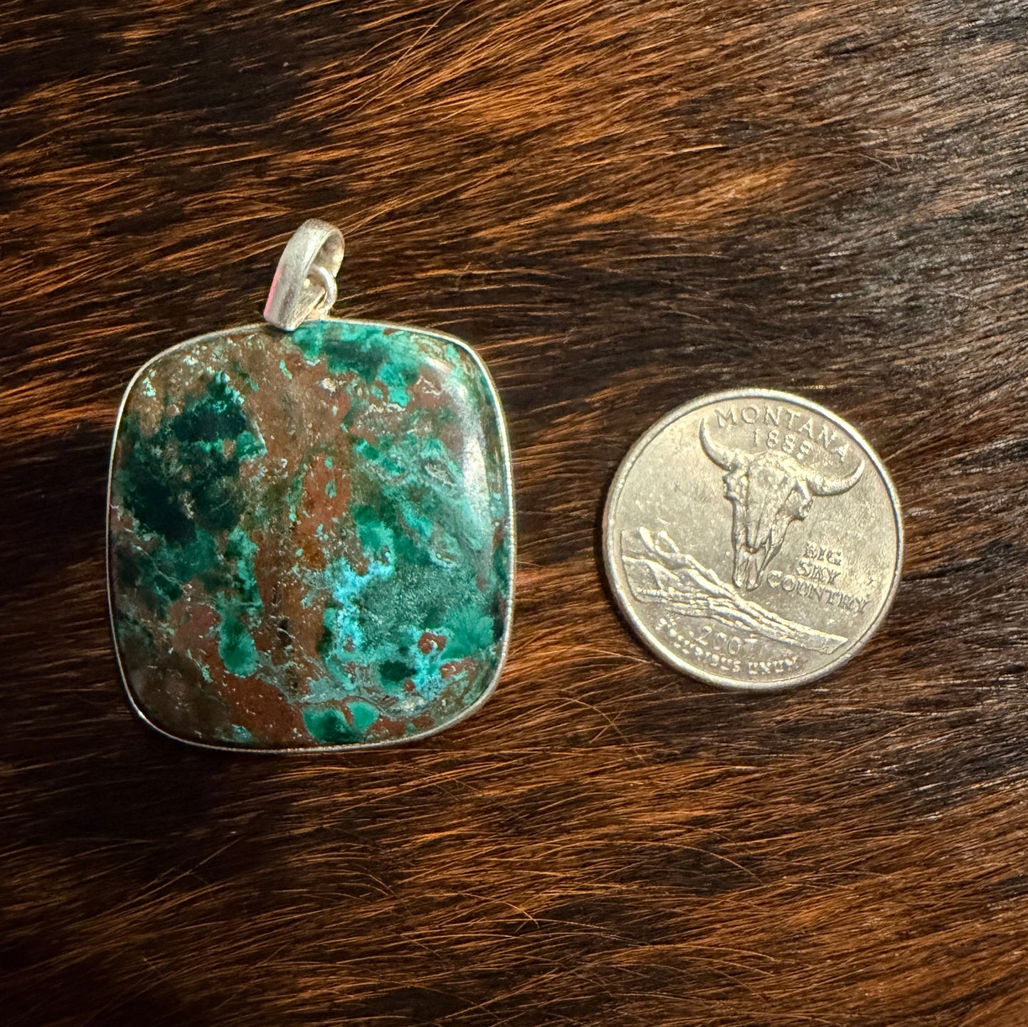 Chrysocolla Matrix Cushion Pendant | 925 Sterling Silver
