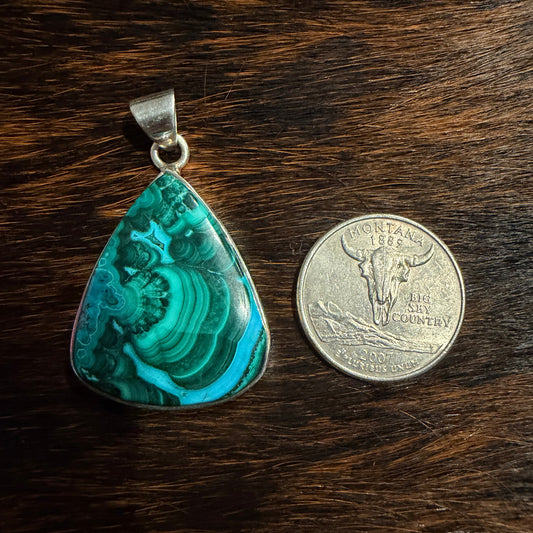 Chrysocolla Malachite Mix Teardrop Pendant | 925 Sterling Silver