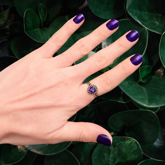 Bezel Set Amethyst Ring | 925 Sterling Silver