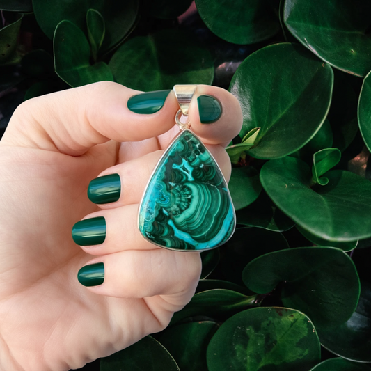 Chrysocolla Malachite Mix Teardrop Pendant | 925 Sterling Silver
