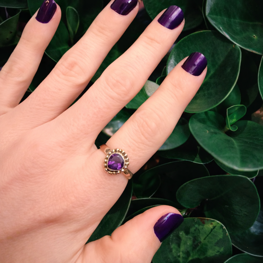 Bezel Set Amethyst Ring | 925 Sterling Silver